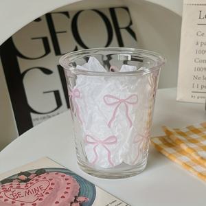 TEMU 1/2/4개 판매 Bow 유리(프랑스식 핑크) - 데이 선물, 생일 선물, 음료 컵, 우유 컵, 재사용 가능, 커피, 우유, 주스에 적합, 아침 식사, 주방 용품, 결혼식 유리, 파티 유리, 아침 식사 컵, 내구성 있는 유리