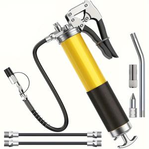 TEMU 수동 그리스 건 알루미늄 합금 미니 그리스 건 키트 6000-7000PSI 핸드헬드 그리스 충전기 유연한 강화 호스 포함