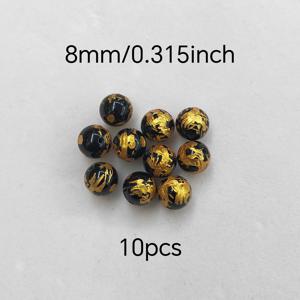 TEMU 수제 조각 황금 용 블랙 아게이트 비즈 - 8mm~16mm 부와 번영 상징, 광택 마감 DIY 주얼리 만들기용, 행운의 상징 공예 재료, 드래곤 주얼리, 문화적 비즈워크, 정교한 조각 디자인