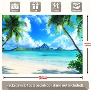 TEMU 1pc CHAIYA 여름 하와이 열대 해변 파티 배너 - 알로하 모아나 테마 장식, 파란 하늘, 흰 구름 및 паль마 나무, 폴리에스터 소재, 입구, 여름 파티 및 행사에 완벽한 하와이 파티 장식