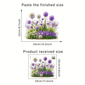 TEMU 1개 보라색 민들레 & 라벤더 꽃무늬 화장실 스티커 - 자체 접착식, 탈부착 가능한 PVC 장식 데칼, 욕실/거실/침실용 - 매트 마감, 양면 투명 디자인