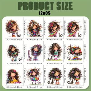 TEMU 12개 기발한 고양이 DIY 다림질 전사 스티커 - 세탁 가능한 플라시솔 열전달 스티커, 티셔츠, 청바지, 마스크, 백팩용 재봉 필요 없는 프레스 데칼 - 생동감 넘치는 환상적인 디자인