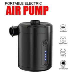 TEMU 5200mAh 표시등 공기 펌프 | 4개 노즐+C타입 고속 충전 | 에어 쿠션/수영 플로트/서핑보드/캠핑 장비용 | 원클릭 정지 및 과전압 보호 기능 | 초경량 휴대용 전동 펌프
