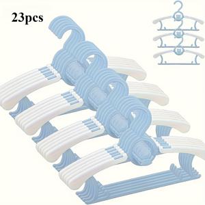 TEMU 23개 조절 가능한 스택 가능한 플라스틱 옷걸이 | 미끄럼 방지, 신생아부터 청소년까지 견고함 | 옷걸이, 청소년 의류, 세련된 옷걸이 디자인, 미끄럼 방지 기능|신생아옷