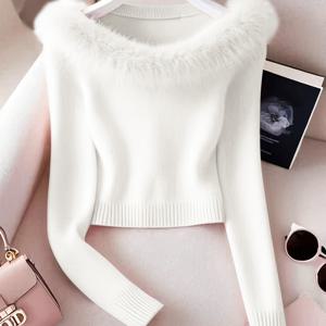 TEMU 여성용 우아한 프렌치 오프숄더 재킷 - 인조 퍼 칼라, 올시즌 (웨딩, 파티, 데일리 웨어), 솔리드 컬러 롱 슬리브 코트, 손세탁/드라이클리닝 (가능) - 프렌치 스타일 아우터웨어 YT-라인 컬렉션