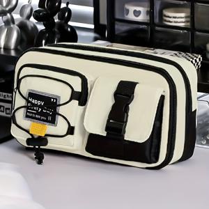 TEMU 지퍼 수납공간이 있는 대용량 정리함 - 헤비듀티 옥스포드 원단 문구류 & 메이크업 케이스, 펜, 마커, 여행 필수품을 위한 넉넉한 내부 공간 - 세탁 가능 사무실, 학교 또는 여행용 정리함 - 전문가, 학생, 예술가를 위한 이상적인 제품, 튼튼한 디자인, 다용도 보관, 사무직 종사자