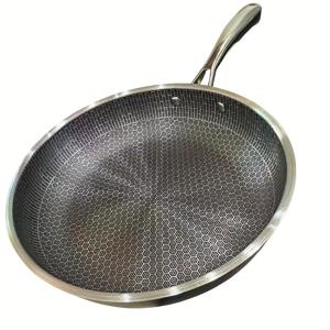 TEMU 스테인리스 스틸 벌집형 논스틱 프라이팬 (평면 바닥) - 고온 인덕션 호환, 균일한 열 분산을 위한 간편한 세척 표면, 계란, 볶음 요리 등을 위한 내구성 좋은 주방 필수품, 스토브용 프라이팬, 요리 필수품|계란찜기