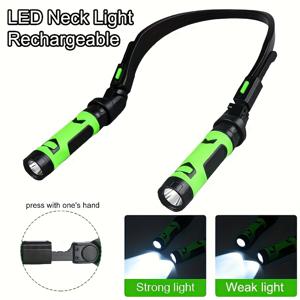 TEMU USB 충전식 LED 목걸이 랜턴, 2가지 조명 모드, 자석 베이스 휴대용 손전등, 듀얼 헤드 핸즈프리 캠핑 비상등, 야외 러닝용 작업등, 캠핑 장비,조절 가능한 조명,컴팩트 손전등,오래 지속되는 빛,야외 활동 애호가,비상 대비