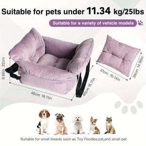 TEMU 개와 고양이를 위한 차량용 캐리어 - 안전 후크 및 버클이 있는 여행용 캐리어, 핸드헬드/숄더 스트랩, 코듀로이 원단, 자동차 앞뒤 좌석에 적합, 다목적 사용 (카페/공원/야외)