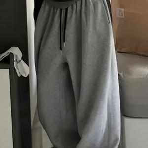 TEMU 여성용 올시즌 테이퍼드 조거 팬츠 - 터크 풋 디자인 & 밴딩 허리끈, 솔리드 컬러 캐주얼 웨어, 매일 입기 좋은 와이드 레그 팬츠, 세탁기 사용 가능, 사계절 활용|냉장고바지|옷|바지