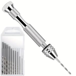 TEMU 레진 캐스팅 몰드용 핀 , 손 드릴 및 10개 드릴 비트를 특징으로, 에폭시 레진 아트, 목공, 도자기 프로젝트 및 DIY 레진 키체인 보석 제작에 적합합니다.