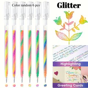 TEMU 【6/18개 마법 젤 펜 세트】DOMUUH 6/18개 마법 젤 펜 세트, 색상 변경 파스텔 네온 글리터, 넓은 팁, 가벼운 플라스틱, 둥근 몸체, 스틱 구조, 성인용 컬러링, 낙서, 스크랩북킹, 저널링을 위한 클릭 오프 캡, 개학 시즌, 사무실 필수품