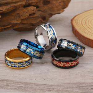TEMU 5PCS 빈티지 스타일 드래곤 패턴 스테인리스 스틸 반지 세트 남성용 – 연회, 파티, 일상 착용 및 특별한 날을 위한 멋진 액세서리