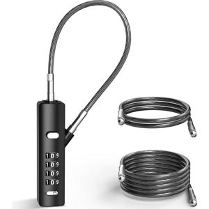 TEMU 4자리 조합 케이블 잠금장치 | 아연 합금 & 강화 강철 | 10,000개의 코드 옵션 | 스크래치 방지 마감 | 자전거, 캐비닛, 옷장, 울타리용 다용도 | 교체 가능한 강철 로프 3개 포함, 자전거용 잠금장치