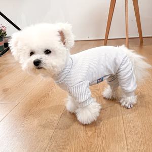 TEMU 소형견 겨울 옷 - 소매와 배 보호 기능, 4족 커버리지, 포메라니안/비숑/시츄용 부드러운 따뜻한 풀오버 코트, 추위 방지 애완동물 의류, 세로 줄무늬 디자인, 안전한 겨울복