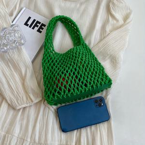 TEMU 1개 세트 폴리에스터 메쉬 바닥 멀티컬러 솔리드 컬러 로프 위븐 탑 핸들 가벼운 휴대용 캐주얼 비치 토트백, 여성 및 초보자 및 직장인을 위한 귀엽고 패셔너블한 해변가방