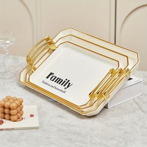 TEMU 베이지 트레이 3개 세트, 빈티지 골드 엣지 트레이, 손잡이가 있는 화장품 정리용 트레이, 주방/욕실/화장대/커피 테이블 수납용 메이크업/쥬얼리/향수 디스플레이 트레이