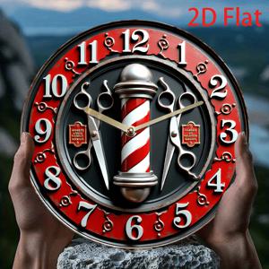 TEMU 8인치 무소음 벽시계 - 금속 미용 가위와 빗 아트가 있는 2D 플랫 아크릴 쿼츠 디자인, 배터리 작동(AA 포함되지 않음), 홈/살롱/카페 장식용 - 독특한 선물 아이디어, 시계 벽 장식, 이발사 테마 디자인, 메탈릭 악센트