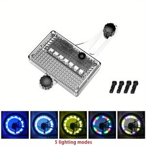 TEMU XIWANGFIRE 컬러풀 솔라 전기 자전거 바퀴 LED 조명 - RGB 타이어 스티커, 산악 자전거 및 도로 자전거용, USB 충전식 야간 사이클링 액세서리, 30+ 쿨 모드 및 모션 센서, 자전거 조명, 자전거 안전 장비, 생동감 있는 조명 디스플레이, 내구성 있는 플라스틱 바디