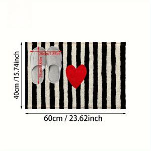 TEMU 1pc 블랙 앤 화이트 러브 패턴 미끄럼 방지 도마 - 모조 카시미어 마이크로파이버, 흡수성 퀵 드라이 욕실 매트, 미끄럼 방지 뒷면, 주방 욕실 침실 휴일 파티 장식, 선물 아이디어, 욕실