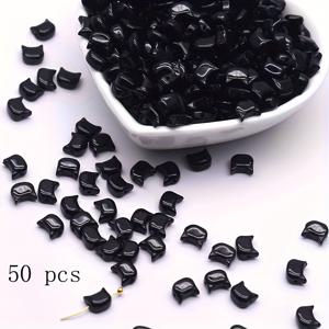 TEMU 약 50개 작은 고양이 유리 비즈 DIY 스트링 비딩, 팔찌 및 목걸이 제작용