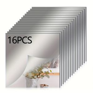 TEMU 4개/8개/16개/24개 DIY 벽 스티커 아크릴 거울, 20×20cm 자체 접착 거울, 전신 거울 시트 벽 스티커, 두꺼운 벽 거울, 거실 및 욕실용 무테 벽 거울|전신거울