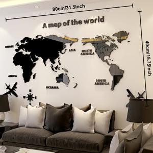 TEMU 3D 경량 세계지도 벽 거울 스티커, 창의적인 세계지도 벽 스티커, 자체 접착 스플래시 방지 스티커, 패치워크 스티커, 아크릴 3D 차원 벽 스티커, 제거 가능한 디자인, TV 배경을 위한 예술적인 장식, 사무실, 공부실, 거실 및 침실에 적합합니다.