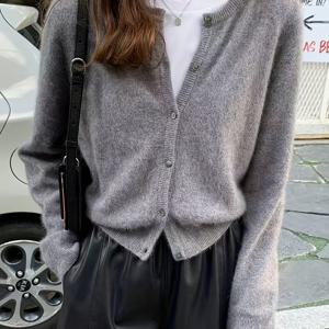 TEMU 가을 겨울 패브릭 버튼 카디건 재킷, 여성용 고품질 데자인 카디건