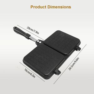 TEMU 양면 프라이팬, 양면 샌드위치 그릴, 논스틱 코팅, 휴대용 아침 식사 냄비, 야외 플랫 그리들, 그리드 알루미늄 합금 소재, 빠른 가열, 자유 전환, 균일한 열 전도 방지 핸들, 청소 용이, 에너지 절약 및 시간 절약, 쉬운 보관, 빵, 샌드위치, 스테이크, 와플, 계란 등에 적합