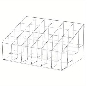 TEMU 하이보 라이프 24구획 투명 아크릴 립스틱 정리대 - 가볍고 휴대용한 메이크업 브러시 & 뷰티 제품 디스플레이 스탠드, 욕실 수납장에 적합 / 사용처: 화장대/살롱, Dur