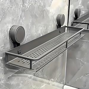 TEMU 헤비듀티 스테인리스 스틸 흡착식 샤워 선반 - 드릴 필요 없는 접착식 장착, 30cm/1인용 욕실 수납 선반, 다중 선반 공간 절약형 수직 정리대 (샴푸, 화장품, 샤워 & 욕조용) - 304 스틸, 샤워 캐디