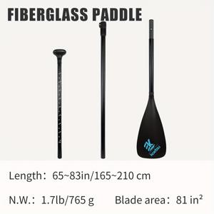 TEMU KOETSU 유리 섬유 조절 가능 서핑 패들 보드, 노 젓기 및 서핑을 위한 미끄럼 방지 단일 헤드 패들