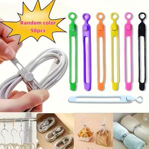 TEMU UMUST 재사용 가능한 탄성 케이블 타이 - 멀티컬러(녹색, 주황색, 핑크색, 흰색) 헤드폰, 충전기, 마우스, USB 케이블 정리용 내구성 있는 묶음 스트립 | 여행 및 가정용 케이블 관리 | 안전한 와이어 조직 | 생동감 넘치는 색상, 케이블 정리용 케이블 타이, 기술 액세서리 보관, 튼튼한 구조, 기술 애호가용