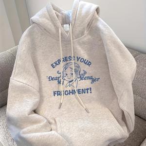 TEMU 여성용 포근한 플리스 후드티, 