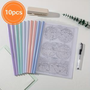 TEMU 레버 아치 디자인의 투명한 A4 리트랙터블 파일 폴더 10개 세트 - 보고서, 이력서, 사무용품 및 학교 용품을 위한 내구성 있는 플라스틱 확장 가능한 문서 정리함 (다양한 색상) | 리트랙터블 메커니즘, 학교용 폴더