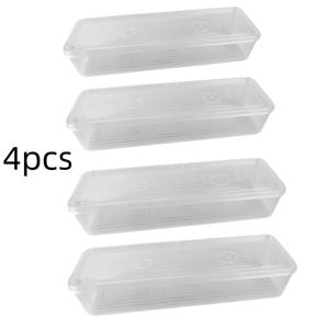 TEMU 4개 세트 직사각형 식품 보관 용기, 재사용 가능한 냉장고 정리함, 양파·코리안더·마늘·면·계란 보관 가능, 뚜껑 포함, 손세척 가능, 채소 보관통, 주방 필수 도구