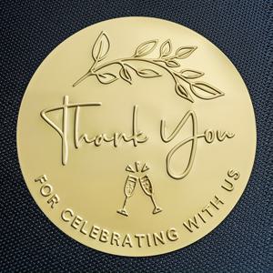 TEMU 96개 엠보싱 웨딩 스티커 - 함께 축하해 선물 태그, 파티 용품 라벨, 골드 포일 원형 메탈 스티커, 1.6인치