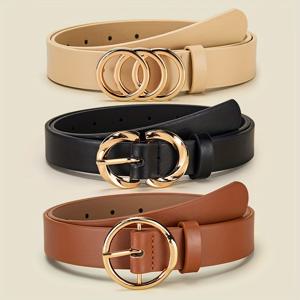 TEMU 3종 세트: 세련된 라이프스타일을 위한 필수 아이템, 여성용 고급 다용도 벨트, 엄선된 소재, 뛰어난 디테일, 일상 의상의 품격을 쉽게 높여줍니다, 하나의 벨트로 다양한 스타일링, 여러 의상과 매치, 다양한 의상 조합 해결, 다양한 바지와 스커트를 쉽게 처리, 업무, 데이트, 쇼핑, 모든 것을 한 번에, 자유롭게 스타일 전환, 쉽게 처리