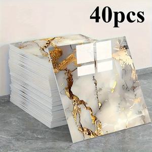 TEMU 40개 대리석 스티커 비닐 백스플래시 타일 - 방수 PVC 벽 패널, 간편한 부착 및 제거, 재사용 가능한 모던 욕실, 주방, 거실 장식 - 완벽, TV 배경, 욕실 벽지, 간편한 청소 표면