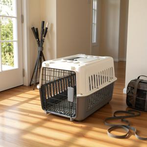 TEMU 향상된 대형 애완동물 여행용 캐리어, 비행기 승인 확장형 강아지 케이지 및 고양이 침대 (미끄럼 방지 손잡이 포함) - 통기성이 좋고 안전한 애완동물 케이지, 비행기, 자동차 및 기차 여행에 적합, 휴대용 애완동물 울타리, 미끄럼 방지 그립, 향상된 통기성