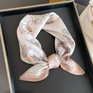 TEMU 100% 실크 스카프 - 우아한 플로럴 프린트, 핑크, 그린, 골드 - 여성, 남성, 여행, 파티, 결혼식, 공식 행사용 부드럽고 매끄러운 원단 - 복잡한 패턴의 고급 선물 스카프 - 손세탁/드라이 클리닝만 가능 - 데일리룩을 위한 세련된 액세서리