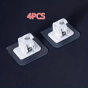 TEMU 4개 세트 보조 후크 무드릴 커튼 로드 홀더 - 자체 접착식, 패셔너블 홈 데코레이션에 적합, 실용적인 후크, 조절 가능한 벽 후크, 침실, 거실, 주방, 욕실용 - 화이트 로드 랙, 설치 간편, 플라스틱 소재