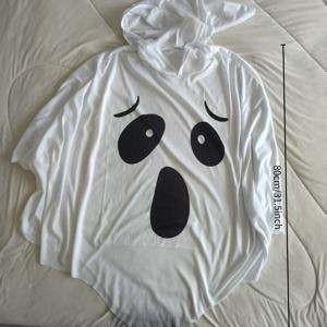 TEMU 1개 여성용 흰색 박쥐 코스튬, 무서운 얼굴 & 뾰족한 후드 - 큰 눈 & 입 디자인, 내구성 좋은 파티 의상, 할로윈, 테마 이벤트, 코스프레 - 날개가 있는 간편한 파티 드레스, 박쥐 날개, 박쥐 날개 코스튬, 할로윈 코스튬