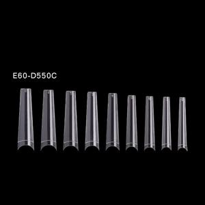 TEMU XXL 네일 600개 세트, 사이즈 #4 및 #5 롱 프렌치 플랫 헤드 매니큐어 시트 각각 100개씩 포함된 무봉제 투명 인조네일 팩