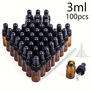 TEMU 100개의 작은 아멜 유리 드로퍼 병, 각기 2Ml 또는 3Ml의 용량을 가지고 있으며, 여행 중에 필수 오일 샘플링에 적합합니다. - 자외선 보호|트래블보틀