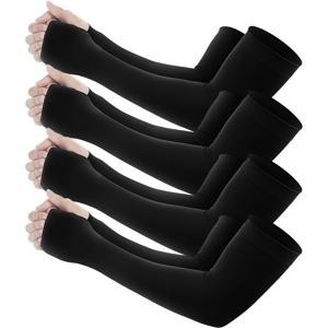 TEMU 4 쌍의 남녀 공용 압축 팔 소매 - 시원하고 통기성이 좋은 원단, 일상 출퇴근, 타투 은폐, 여름 의류, 압축 팔 소매