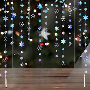 TEMU 겨울 파티 장식 무지개 눈송이 화환 눈송이 스트리머 크리스마스 데이 장식 풀 플라워 생일 결혼식 파티