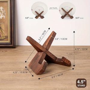 TEMU 우아한 목재 접시 스탠드, 장식용 십자가 디자인 - 높이 2.75인치, 폭 1.25인치, 튼튼한 테이블탑 디스플레이, 접시, 컵 및 홈 데코용, 주방, 식당 또는 커피 테이블에 완벽, 주방 테이블 장식 | 우아한 테이블 액세서리 | 목재 구조, 접시 및 그릇 장식