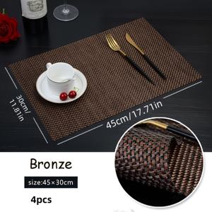 TEMU 4개의 심플한 일본식 그리드 짜임 식탁 매트, 단열 테이블 보호 매트, 쉽게 세척하고 재사용 가능, 결혼 연회, 가정 및 호텔 레스토랑 식사, 방 테이블 장식, 테이블 보호, 휴일 가정 장식에 적합합니다.