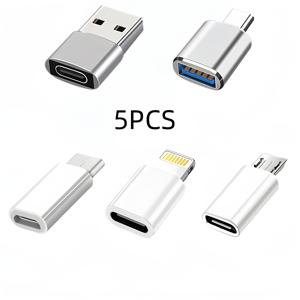TEMU 5개 USB to USB-C 어댑터, 고속 데이터 전송 및 충전, 암수 OTG 컨버터, 아이폰 15, 삼성 갤럭시, 노트북 및 자동차 호환